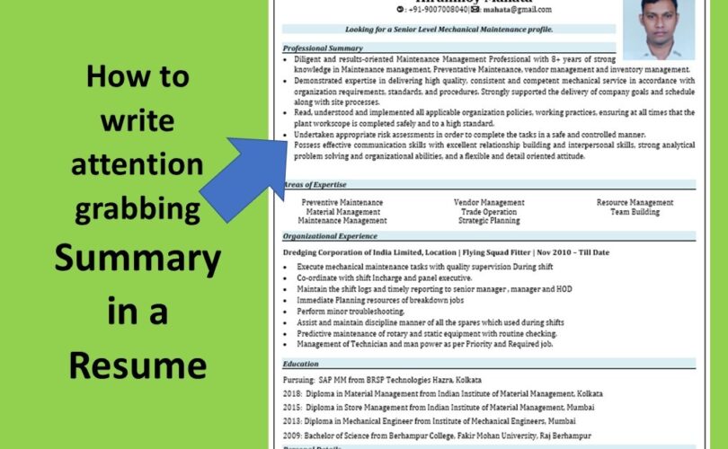 How to write attention grabbing Summary in a Resume